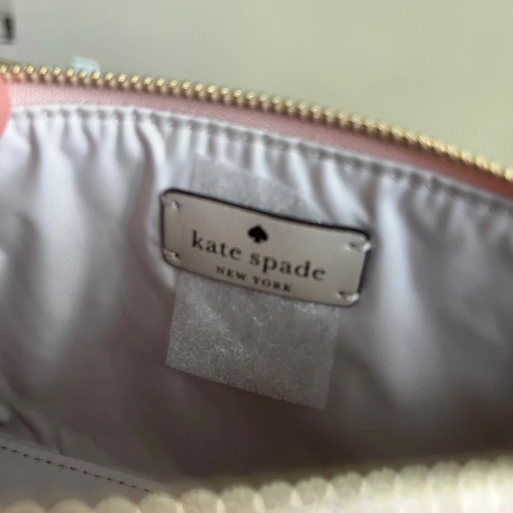 kate spade Rose Gold Tinsel Glitter Small Cosmetics Bag NWT - Picture 4 of 8